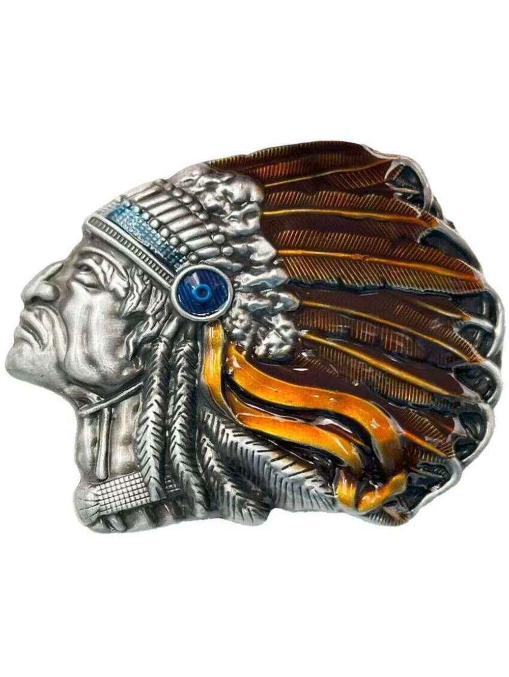 Native American Headdress Belt Buckle